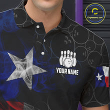 Load image into Gallery viewer, Personalized Texas Flag Smoke Bowling Shirt For Men, Patriotic Bowling Team Jersey Polo &amp; 1/4 Zip TDM6088