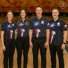 Load image into Gallery viewer, Personalized Texas Flag Smoke Bowling Shirt For Men, Patriotic Bowling Team Jersey Polo &amp; 1/4 Zip TDM6088