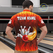 Load image into Gallery viewer, Personalized Flame Red Bowling Shirt For Men Custom Fire Bowling Team Jersey Polo &amp; 1/4 Zip TDM6089