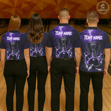 Load image into Gallery viewer, Custom Purple Lightning Cobra Snake Bowling Shirt For Men, Bowling Team Jersey Polo &amp; 1/4 Zip TDM6351