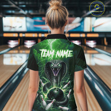 Load image into Gallery viewer, Custom Green Lightning Cobra Snake Bowling Shirt For Women, Bowling Team Jersey Polo &amp; 1/4 Zip TDM6352