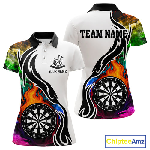 Colorful Rainbow Smoke Dart Shirts For Women Custom Team Polo & Quarter Zip Darts Jerseys Outfit TDM4007