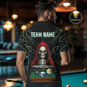 Personalized Funny Skeleton Billiard Shirt For Men Custom Billiard Jersey Team Polo & Quarter Zip TDM4364