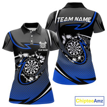 Load image into Gallery viewer, Funny Crack Dartboard Blue Darts Polo &amp; Quarter Zip Custom Darts Shirt For Women Darts Team Jersey TDM5007