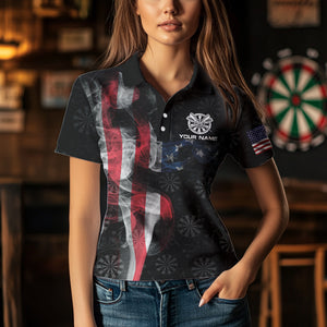 Smoke American Flag Dart Shirt with pocket Custom Patriotic Women Dart Jersey TDM3577