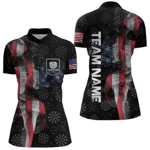 Smoke American Flag Dart Shirt with pocket Custom Patriotic Women Dart Jersey TDM3577