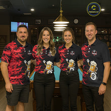 Load image into Gallery viewer, Red Flaming Funny Beer 8 Ball Billiard Shirt For Men Custom Pool Team Jersey Polo &amp; 1/4 Zip TDM5936