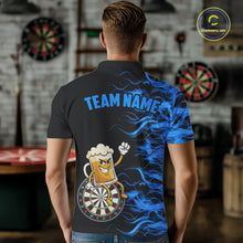 Load image into Gallery viewer, Blue Flaming Dartboard Funny Beer Darts Shirt For Men Custom Darts Jersey Team Polo &amp; 1/4 Zip TDM5940