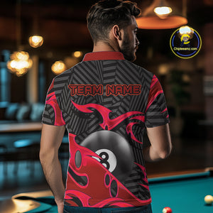 Personalized Red And Black 8 Ball Billiards Pool Shirts For Men Custom Billiard Team Jerseys TDM4199
