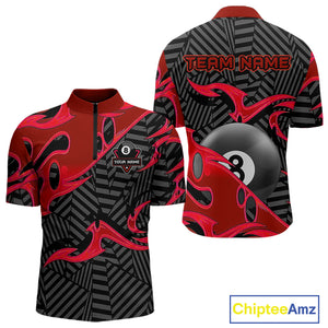 Personalized Red And Black 8 Ball Billiards Pool Shirts For Men Custom Billiard Team Jerseys TDM4199