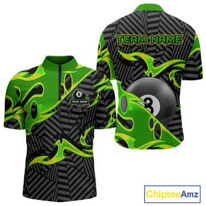 Personalized Black And Green 8 Ball Billiards Pool Shirts For Men Custom Billiard Team Jerseys TDM4200