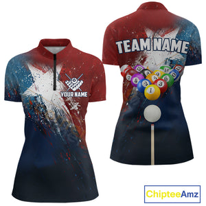 Personalized Grunge Texas Flag Billiard Shirt For Women Custom Patriotic Pool Team Jerseys TDM4201