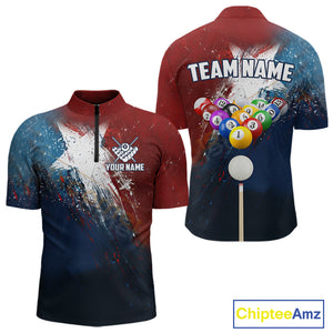 Personalized Grunge Texas Flag Billiard Shirt For Men Custom Patriotic Pool Team Jerseys TDM4201