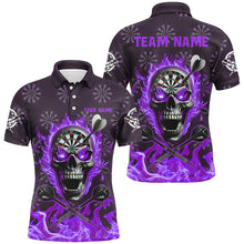 Load image into Gallery viewer, Purple Darts Skull Fire Flame Custom Men Dart Shirts, 3D Darts Jersey Short Sleeve For Team TDM2519