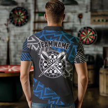 Load image into Gallery viewer, Custom Darts Shirts For Men Personalized Zig-Zag Pattern Dart Jerseys, Cool Dart Shirts |Blue TDM3445