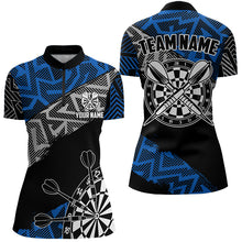 Load image into Gallery viewer, Custom Darts Shirts For Women Personalized Zig-Zag Pattern Dart Jerseys, Cool Dart Shirts |Blue TDM3445
