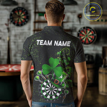 Load image into Gallery viewer, Luckiest Green Shamrock Black Grunge Dart Shirts For Men Custom St Patrick Day Dart Team Jerseys TDM3591