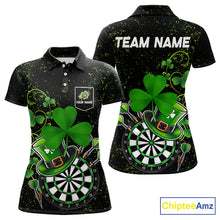 Load image into Gallery viewer, Luckiest Shamrock Grunge Dart Shirts For Women Custom Patrick Day Dart Jersey TDM3591