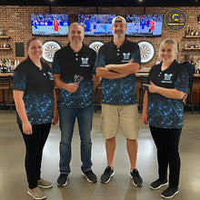 Load image into Gallery viewer, Black And Blue Custom Light Darts Polo &amp; Quarter Zip For Men, Darts Jersey Team Outfit TDM5944
