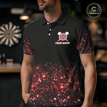 Load image into Gallery viewer, Black And Red Custom Light Darts Polo &amp; Quarter Zip For Men, Darts Jersey Team Outfit TDM5945