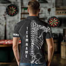 Load image into Gallery viewer, White Skeleton Custom Black Grunge Darts Polo &amp; 1/4 Zip, Funny Dart Shirts For Men Dart Jerseys TDM3746