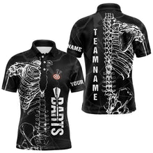 Load image into Gallery viewer, White Skeleton Custom Black Grunge Darts Polo &amp; 1/4 Zip, Funny Dart Shirts For Men Dart Jerseys TDM3746