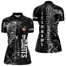 Load image into Gallery viewer, White Skeleton Custom Black Grunge Darts Polo &amp; 1/4 Zip, Funny Dart Shirts For Women Dart Jerseys TDM3746