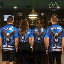 Load image into Gallery viewer, Blue Lightning American Flag Eagle Billiard Shirts For Women Custom 8 Ball Pool Jersey Polo, 1/4 Zip TDM6538