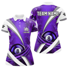 Load image into Gallery viewer, Customized Lightning Purple 8 Ball Pool Women Billiard Polo &amp; 1/4 Zip Shirts, Billiard Team Jerseys TDM2520