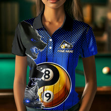 Load image into Gallery viewer, Funny Ying And Yang Eyes Of Wolf Billiard Shirts For Women Custom 8 &amp; 9 Ball Billiard Jerseys | Blue TDM3597