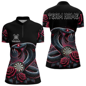 Personalized Rose And Dartboard Custom Cobra Snake Dart Shirt For Women, Dart Jerseys Polo & 1/4 Zip TDM3749