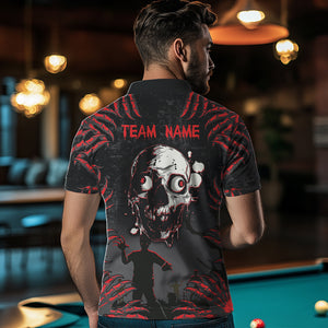 Funny Skull Claw Pattern Custom Men Billiard Shirts, Grunge Red Black Team Billiard Jerseys TDM3752