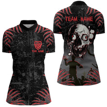 Load image into Gallery viewer, Funny Skull Claw Pattern Custom Women Billiard Shirts, Grunge Red Black Team Billiard Jerseys TDM3752