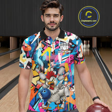 Load image into Gallery viewer, Funny Rooster Colorful Graffiti Style Custom Bowling Shirt For Men, Bowling Jersey Polo &amp; 1/4 Zip TDM6120