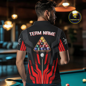 Personalized Red Black 8 Ball Pool Shirt For Men Custom Billiard League Team Jersey Polo & 1/4 Zip TDM4225