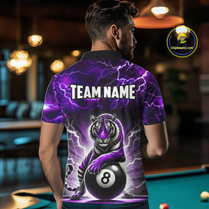 Lightning Thunder Tiger Custom Purple 8 Ball Pool Shirts For Men, Billiard Team League Jerseys TDM4815