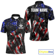 Load image into Gallery viewer, American Flag Smoke 8 Ball Billiard Shirts For Men Custom Patriotic Billiard Pool Team Jerseys TDM4028