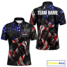 Load image into Gallery viewer, Custom Men's Dart Shirt With Pocket Option, US Flag Smoke Darts Team Jersey TDM4029