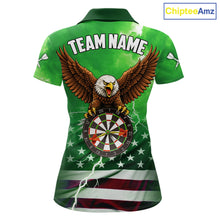 Load image into Gallery viewer, Green Lightning American Flag Eagle Dart Shirt With Pocket Option For Women TDM6552