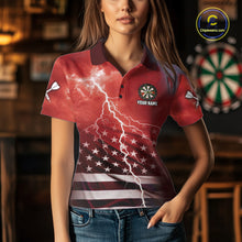 Load image into Gallery viewer, Red Lightning American Flag Eagle Dart Shirt With Pocket Option For Women TDM6553