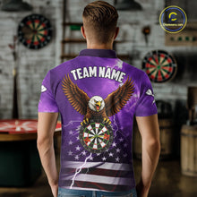 Load image into Gallery viewer, Purple Lightning American Flag Eagle Dart Shirt With Pocket Option For Men TDM6554