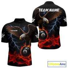Load image into Gallery viewer, Red Flaming Eagle 8 Ball Pool Billiard Shirts For Men Custom Billiard Team Jersey Polo &amp; 1/4 Zip TDM6560