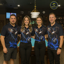 Load image into Gallery viewer, Blue Flaming Eagle 8 Ball &amp; 9 Ball Billiard Shirts For Women Custom Pool Team Jersey Polo &amp; 1/4 Zip TDM6561