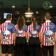 Load image into Gallery viewer, American Flag Grunge Skull Billiard Shirt For Women Custom Patriotic Pool Team Jersey Polo &amp; 1/4 Zip TDM6132