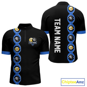 DNA Billiard 8 Ball & 9 Ball Shirts For Men Custom Funny Pool Jerseys Team Polo & 1/4 Zip |Blue TDM4391