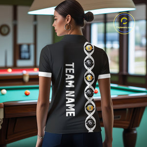 DNA Billiard 8 Ball & 9 Ball Shirts For Women Custom Funny Pool Jerseys Team Polo & 1/4 Zip |White TDM4392