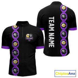 DNA Billiard 8 Ball & 9 Ball Shirts For Men Custom Funny Pool Jerseys Team Polo & 1/4 Zip |Purple TDM4393