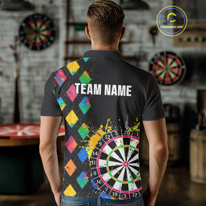 Custom Colorful Grunge Argyle Darts Shirt For Men Custom Darts Team Jersey, Funny Darts Gifts TDM4402