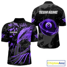 Load image into Gallery viewer, Custom Black And Purple 8 Ball Pool Eagle Paint Billiard Shirt For Men Team League Billiard Jersey TDM5523