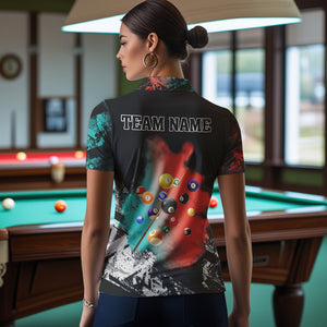 Personalized Orange And Turquoise 8 Ball Pool Smoke Billiard Shirts For Women Custom Billiard Jersey TDM3475